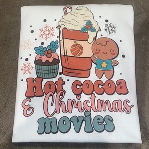 Hot Cocoa & Christmas Movies Shirt XL Holiday Shirt Funny Winter T-Shirt